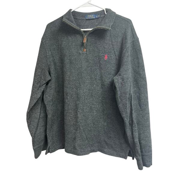 Polo Ralph Lauren Large 1/4 Zip Sweater Pullover Charcoal Gray Long Sleeves - Picture 1 of 9